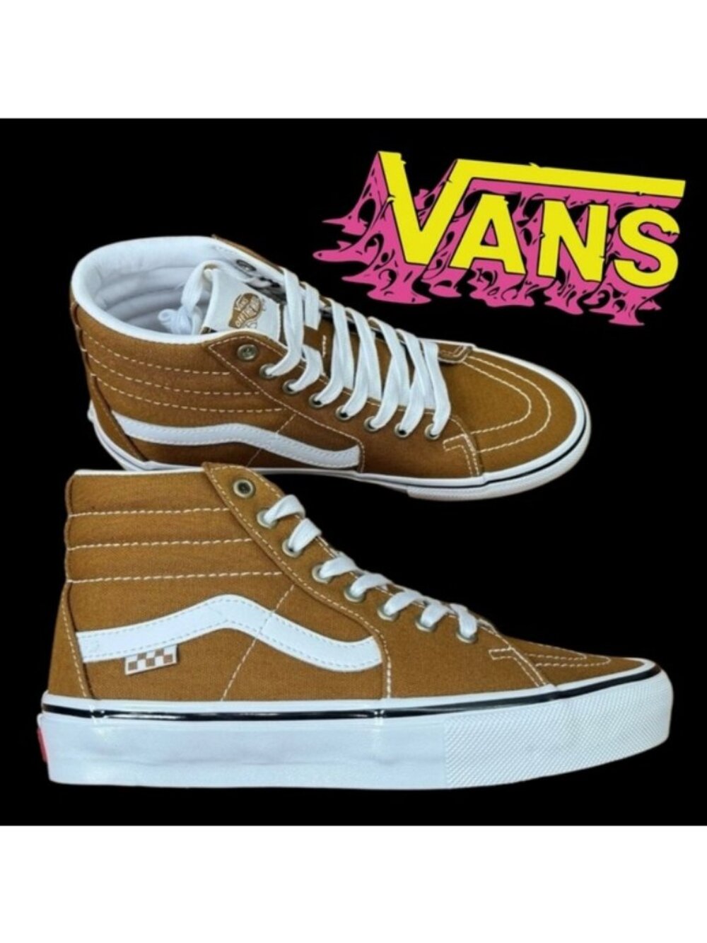 Vans Skate Sk8 Hi Women Size 8 Canvas Golden Brown Popcush 062026 - Picture 1 of 9